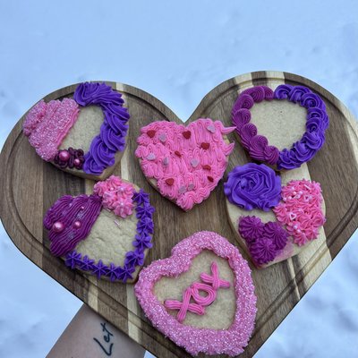 Large ✨ Love Day Decorated  Heart Sugar Cookies  