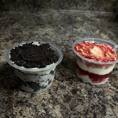 Dynamic duo. Oreo/Strawberry cheesecake cups