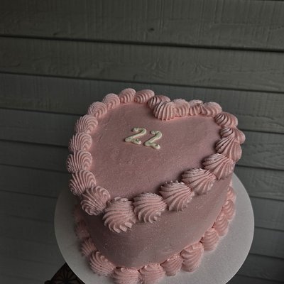 Pink Glittery Heart Cake 