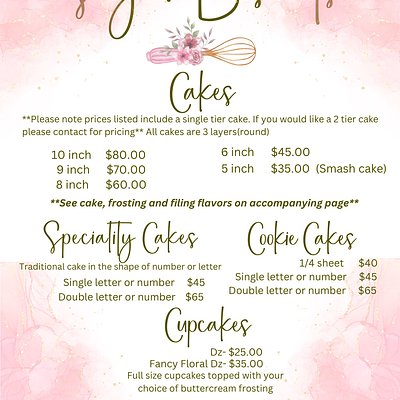 Price List Cakes 