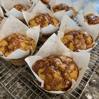 Sourdough Pumpkin Muffins With Orange Cinnamon Glaze (4 Pack)