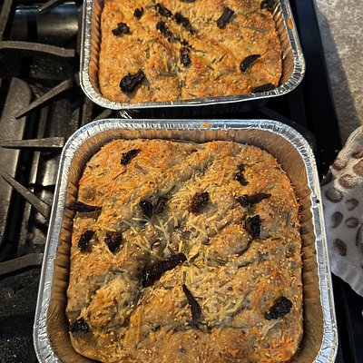 Whole wheat Focaccia w/ Garlic, Parmesan and Sundried Tomatoes