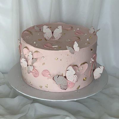 Pink & Gold Butterfly Cake