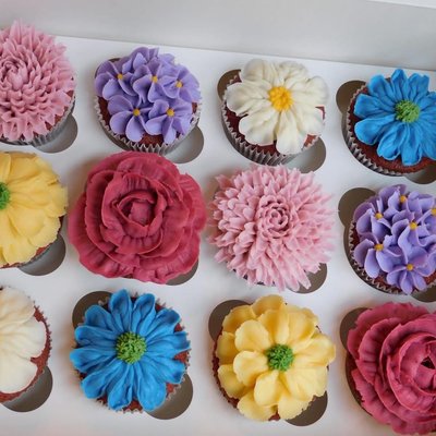 Dozen Floral Cupcakes