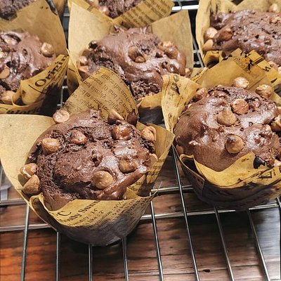 Sourdough Double Chocolate Muffins 