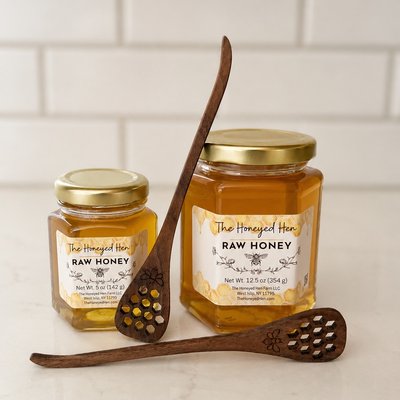 5 oz Raw Honey + Walnut Honey Spoon