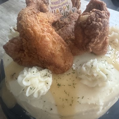 Cornbread, Mashed Potato and Fried Chicken Cake