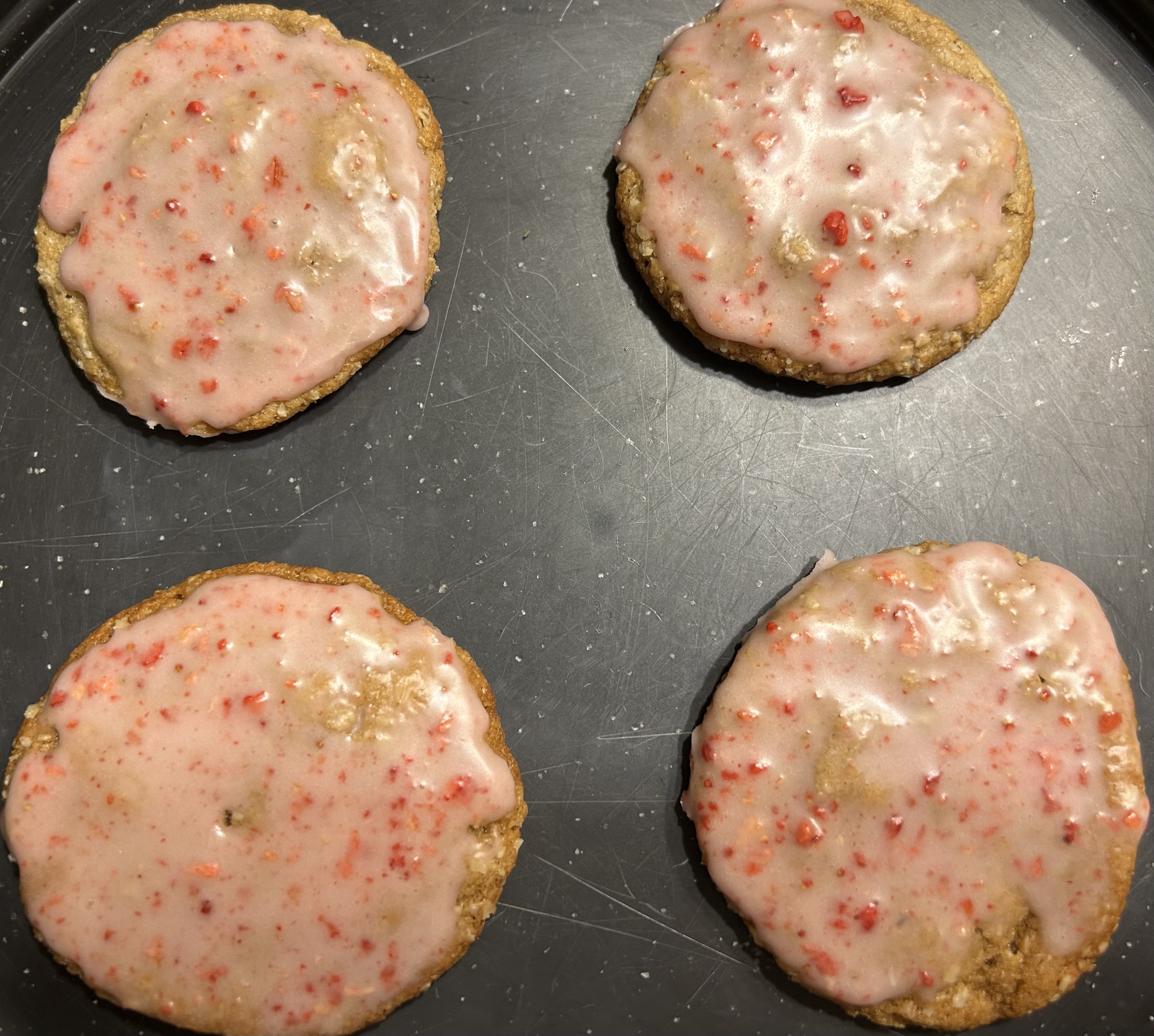 Strawberry Iced Oatmeal Cookies 