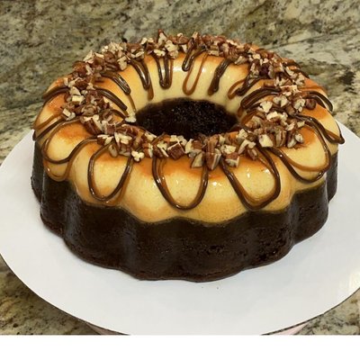 Dulce De Leche, Nutella, & Pecan Chocoflan